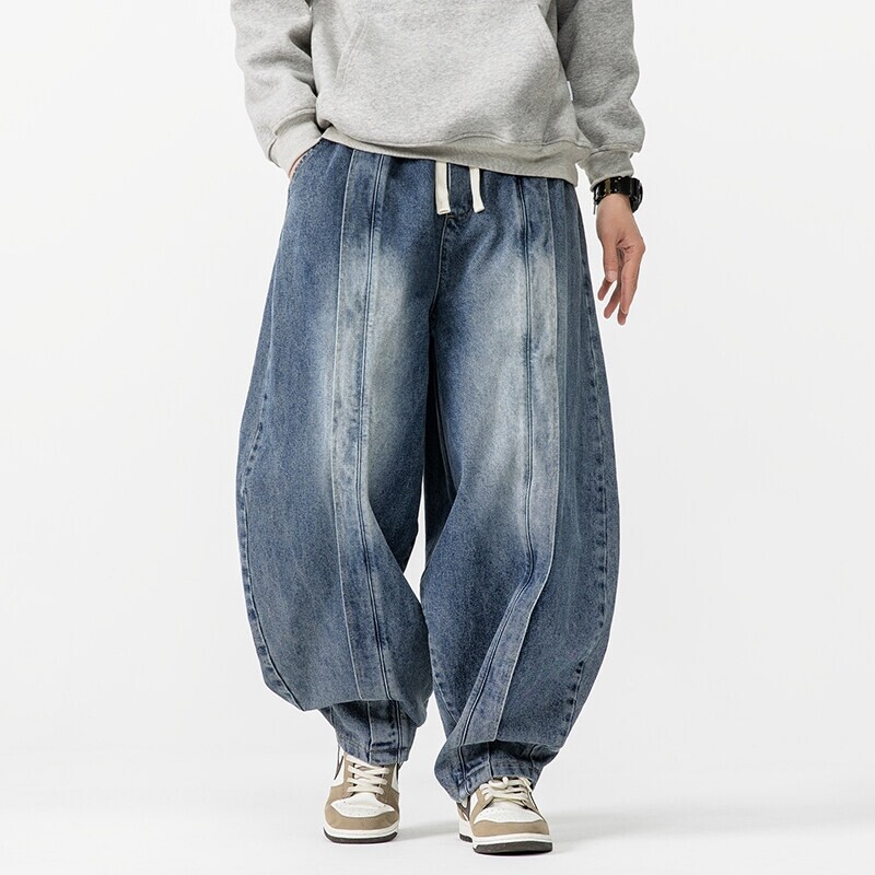 Men'S Shoes With Jeans - Celana Harem Vintage pria, bawahan Denim