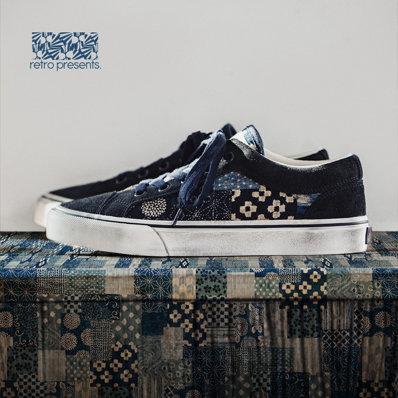 Men'S Shoes Japanese Brand - Maden sepatu kanvas cetak Retro Jepang